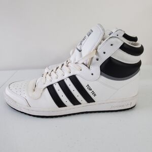 Adidas Top Ten Hi Sneakers Men's Size 11 Leather White Black Basketball Shoes